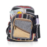 Marubhumi Hemp Backpack Lightweight Traveling Backpacks Cotton Stripe Daypack Handmade Himalayan Bohemain Backpack (Medium 13"X10"X4")