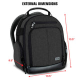 USA Gear Portable Camera Backpack for DSLR with Customizable Accessory Dividers, Weather Resistant Bottom and Comfortable Back Support - Compatible with Canon, Nikon, Sony, Fujifilm, and More (Black)