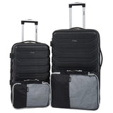 Wrangler 4 Piece Miami Luggage and Packing Cubes Set, Black