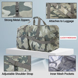 Lucky Travel Duffel Bags 65L, Gym Bag, Travel Bag & Large Duffle Bag for Men, Foldable Overnight Weekender Bags for Women & Men with Adjustable Shoulder Strap, Camo