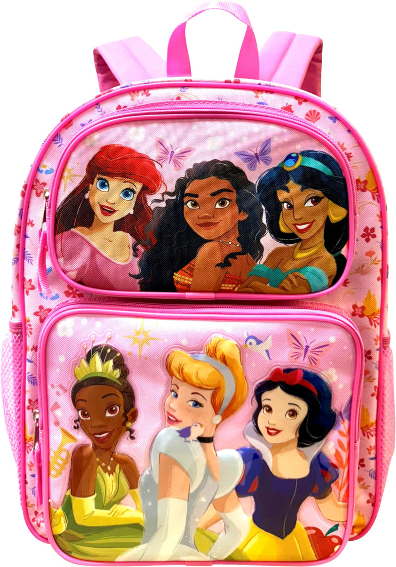Fast Forward Kid’s Disney Licensed 16” Large School Backpacks with Multiple Pockets (Princess)