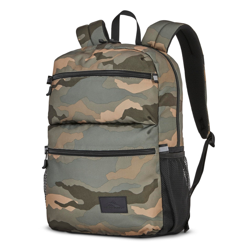 High Sierra Everclass Backpack - Travel or Work Laptop Bookbag with 360° Reflectivity, Dual Water Bottle Pockets & Fits Laptops Up To 15.6”, One Size, Natural Camo