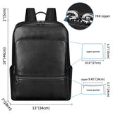 Colins Keirs Large Black Leather Backpack for Men, Minimalist Luxury Executive Computer Backpack for Men, 17.3 Inch Genuine Leather Laptop Backpack for Travel Work Business