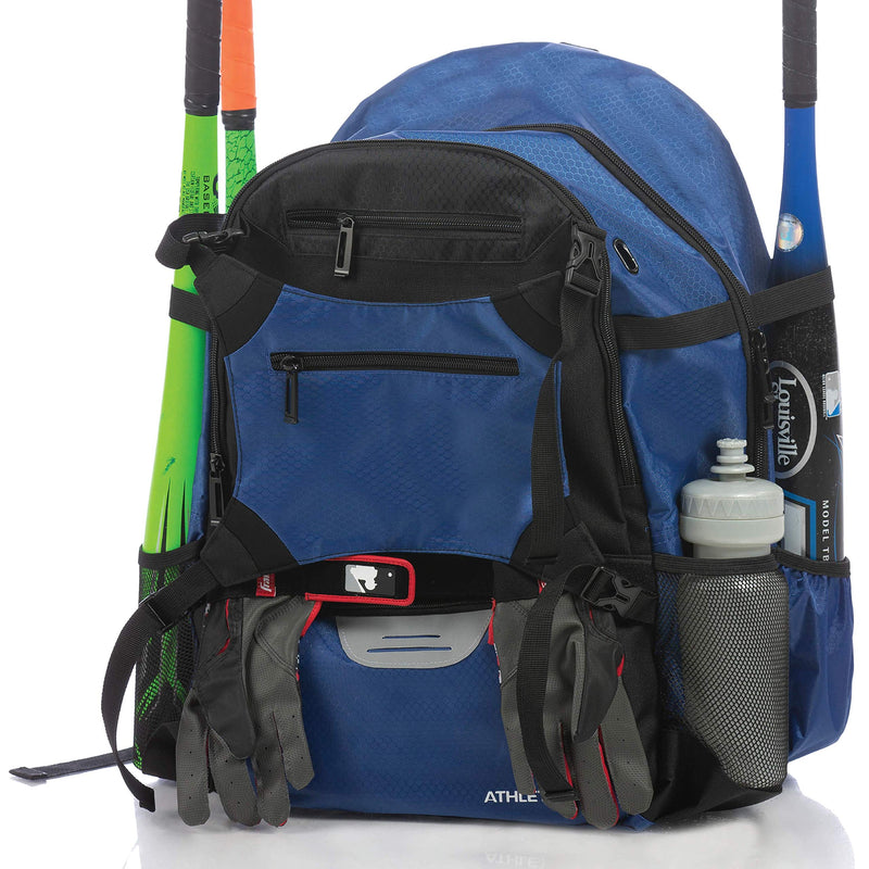 Athletico Advantage Baseball Bag - Baseball Backpack with External Helmet Holder for Baseball, T-Ball & Softball Equipment & Gear for Youth and Adults | Holds Bat, Helmet, Glove, Shoes (Blue)