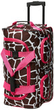 Rockland unisex-adult Rolling Duffel Bag, Pink Giraffe, 22-Inch