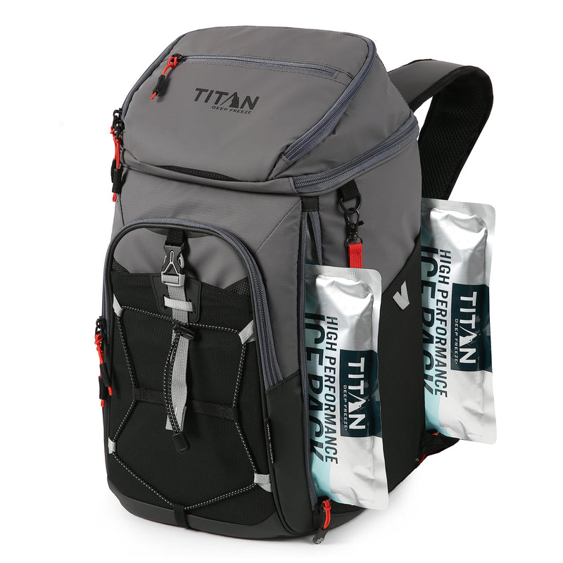 Titan Deep Freeze Ice Wall Backpack Cooler - 30 Can - Sharkskin Gray - Cooler Bag with Ice Packs
