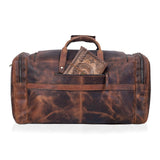 28" Vintage Duffel Classic Style with Modern Outlook Retro Thick Full Grain Cowhide Handmade Airplane Underseat Carry On Bags Leather Gym Overnight Luggage Bag (24 inch)