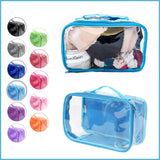 Small Clear Travel Packing Cube/See Through PVC Plastic Pouch for Carry On Suitcase, Backpack or Diaper Bag/Transparent Multipurpose Accessories, Makeup & Underwear Organizer w/Handle (Turquoise)