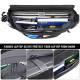 MOZETO Mens Messenger Bag, Tactical Inspired 15.6 Inch Laptop Briefcases Computer Satchel Office Work Bag for Men YKK-Zippers, Black