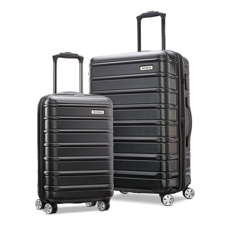 Samsonite Omni 2 Hardside 2 Piece Set - Includes Global Carry-On & Medium Checked Suitcases - 360° Dual Spinner Wheels - Integrated TSA Lock & Expansion - Amazon Exclusive - Midnight Black
