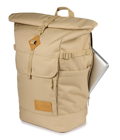 JanSport Hatchet Rolltop Backpack - 17-inch Padded Laptop Sleeve, Spacious Main Compartment, Dual Water Bottle Pockets, Travertine