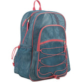 Eastsport Heavy Duty Mesh Backpack with Comfort Padded Straps and Adjustable Bungee for Work, Sports, Beach, College and Security, Coral Turquoise