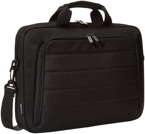 Amazon Basics 15.6 inch Laptop and Tablet Case Shoulder Bag with Compartments and Front Pocket, Black