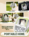Green Cat Backpack Carrier with Washable Crate Bed Mat Breathable Cat Carrier Large Space for Medium Small Dog Puppy Kitty Bunny Ventilated Mesh Pet Backpack for Cats Travel Hiking Walking Outdoor Use