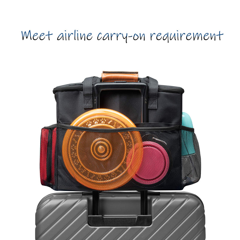 Unique Dog Travel Bag - Dog Traveling Luggage Set for Dogs Accessories - Include Pet First Aid Bag with Case Tags, Elevated Bowl Stand, 2X Food Storage Containers, 2X Dog Stainless Steel Bowls.