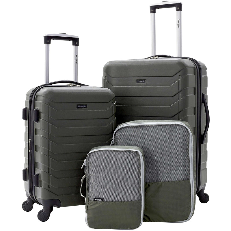 Wrangler 4 Piece Miami Luggage and Packing Cubes Set, Olive Green