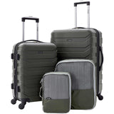 Wrangler 4 Piece Miami Luggage and Packing Cubes Set, Olive Green