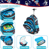 Meetbelify Girls Rolling Backpack with Wheels for School - Wheeled Trolley Backpack
