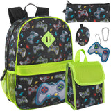 Trail maker Boys 6 in 1 School Backpack Set with Lunch Box, Pencil Case, Water Bottle, Keychain Attached (Ready Player)
