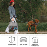 Dog Travel Bag - Cat and Dog Storage Organizer with Pockets, Mat, 2 Food Containers, and 2 Large Collapsible Travel Dog Bowls by PETMAKER (Gray)