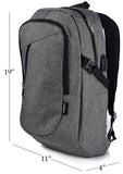 Masirs Laptop Travel Backpack - Adjustable Shoulder Straps, Zippered Compartments with Side Pockets for Water Bottle or Umbrella. Headset and USB Charging Port. Perfect for Business or Traveling.