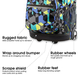 J World Sunrise Kids Rolling Backpack for Girls Boys. Roller Bookbag With Wheels For School, Cubes