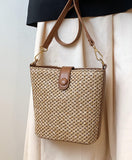 Women Straw Crossbody Bag Beach Handmade Rattan Shoulder Bags Hand Woven Leather Straps Straw Clutch Purse Vacation