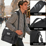 MOZETO Mens Messenger Bag, Tactical Inspired 15.6 Inch Laptop Briefcases Computer Satchel Office Work Bag for Men YKK-Zippers, Black
