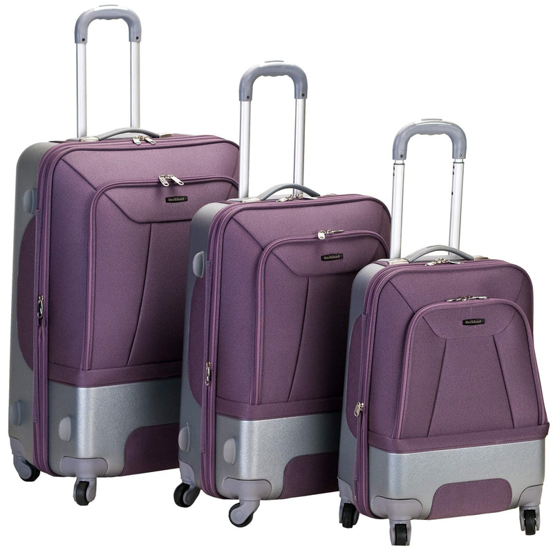 Rockland Rome Hybrid Spinner Wheel Luggage Set, Lavender, 3-Piece Set (20/24/28)