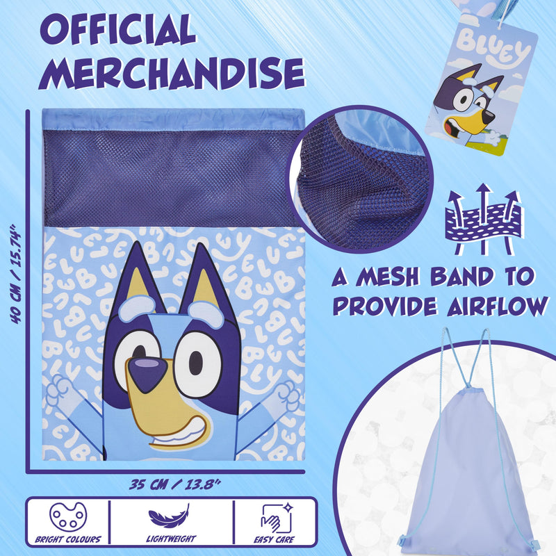 Bluey Swim Bag for Kids, String Bag for Swimming, Sports - Drawstring Backpack