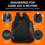 Fitdom Heavy Duty Small Mesh Equipment Ball Bag w/Adjustable Backpack Shoulder Strap Design for Coach. 2 Different Size Compartments. Perfect for Soccer Football Volleyball Basketball & Water Sports