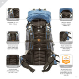 Teton Outfitter 4600 Ultralight Internal Frame High-Performance Backpack for Hiking, Camping, Travel, and Outdoor Activities; 75L, Blue