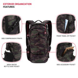 SwissGear 3598 Backpack, Narrow Daypack, Ideal for Commuting and School, Camo/Green