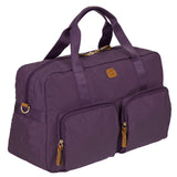 Bric’s X-Bag 18-Inch Cargo Carry-On Duffle, Water-Resistant Satin Nylon Travel Bag with Leather Handles, Laptop Sleeve, Front Zip Pockets and Luggage Pass-Through - Violet