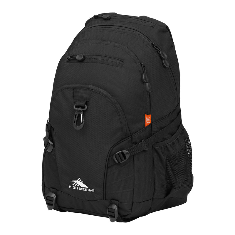 High Sierra Loop Backpack, Travel, or Work Bookbag with tablet sleeve, One Size, Black | Backpacks4Less