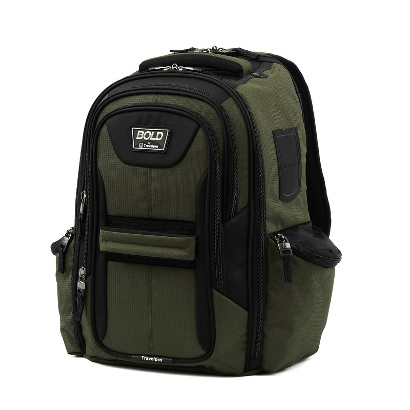 Travelpro Bold Lightweight Rugged Backpack, Fits up to 15.6 inch laptop and tablet sleeve, Olive/Black