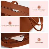 KALIDI Tote Bag Zipper Shoulder Bag Faux Leather Purses for Women Large Casual Handbag Work Dating College, Brown