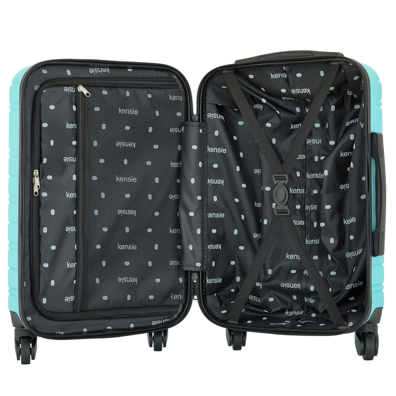 kensie 22" Peonies Hardside Carry-On Luggage with ID Tag, Pool Blue