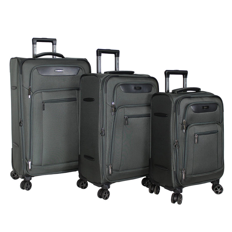 Dejuno Executive 3-Piece Spinner Luggage Set With USB Port - Grey