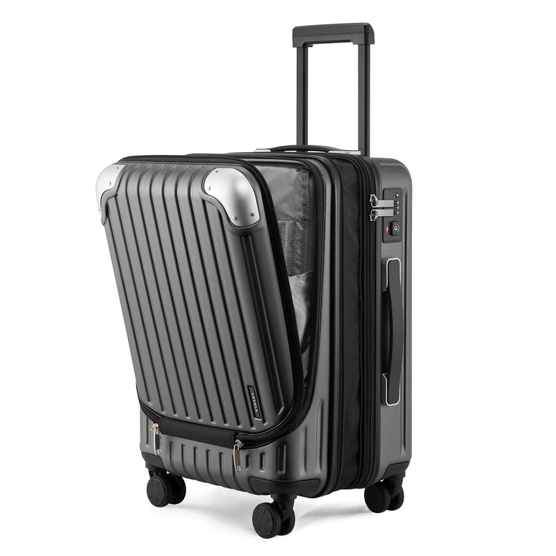 LEVEL8 Grace Carry on Luggage, 20 Inch Expandable Hard Shell Suitcase with Wheels, Abs+Pc Harshell Spinner Luggages with Tsa Lock, Travel Bag for Women Men, Grey