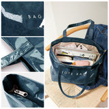 KALIDI PVC Zipper Tote Bag, Kraft Paper Beach Bag Large Hobo Carry All Travel Shopping Handbag Plastic Shoulder Bag (Dark Blue)