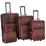 Rockland Jungle Softside Upright Luggage Set, Pink Leopard, 4-Piece Set (14/29/24/28)