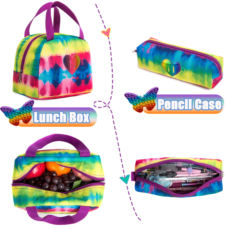 Meetbelify Backpack for Girls Backpacks for Elementary Preschool Student with Lunch Box Pencil Case 3 in 1 Bookbag for Girls for School