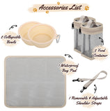 Modoker Dog Travel Bag Organizer for Supplies with 2 Food Containers, 2 Collapsible Bowls & Feeding Mat, Airline Approved Dog Travel Accessories Duffel Bag for Weekend Trips, Camping & Beach, Beige