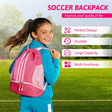 Champhox Soccer Bag, Youth Soccer Basketball Bag with Compartments Drawstring Backpack for Football Volleyball Gym Training