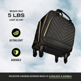 Kenneth Cole REACTION Chelsea Chevron Quilted Luggage, Black, Underseater, 17-Inch Carry On