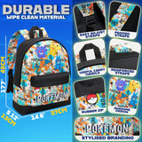 Pokemon Backpack for Kids Teens Boys Girls, Pikachu Anime Backpacks, Bag for Daycare Sports Vacation Travel, School Gift (Multi Graffiti)