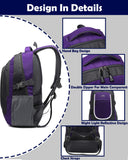 ProEtrade Backpack for College Sturdy Bookbag Travel Business with USB Charging Port Laptop compartment Chest Straps Anti Theft Night Light Reflective (Purple)