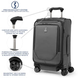 Travelpro Crew Classic Lightweight Softside Expandable Carry on Luggage, 8 Wheel Spinner Suitcase, Men and Women, Carry On 21-Inch, Titanium Grey
