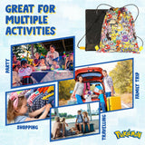 Pokemon School Supplies Drawstring Bags for Kids Gym Bag, Perfect for Travel & Swim for Boys Girls, Featuring Charmander and Pikachu.